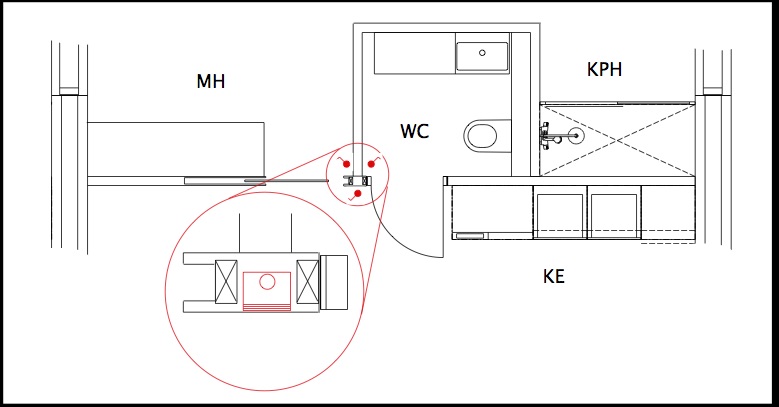 Kuva 2: Ovia hieman siirt&auml;m&auml;ll&auml; saadaan sopiva tila kytkimille.
